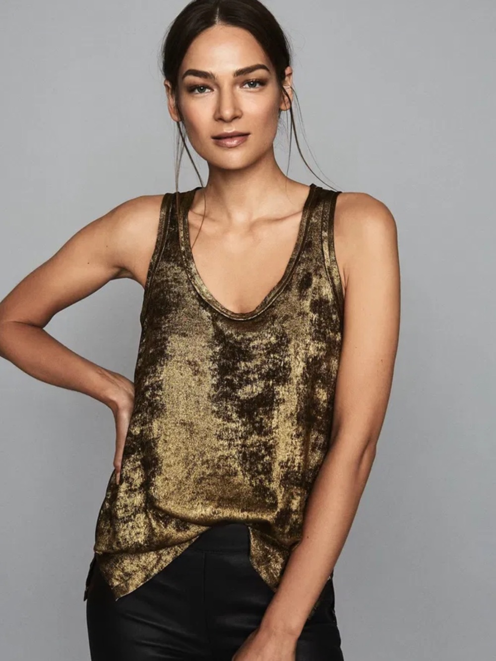 Reiss Demi Metallic Tank Top New with Tags Size 6